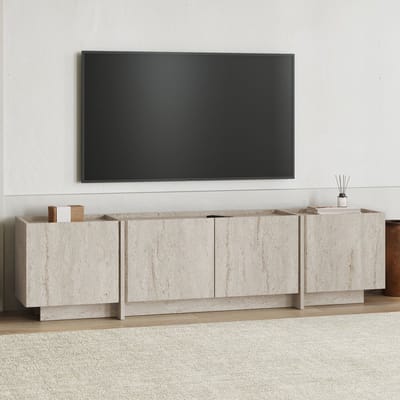 Asir - TV-standaard - Travertijn - 100% met melamine gecoat spaanplaat - 189 x 41,2 x 15 cm