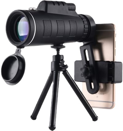 Oneay Mini 40x60 monoculaire verrekijker (voor gebruik overdag en 's nachts), draagbare outdoor verrekijker geschikt voor jagen, kamperen, vogels kijken en reizen, inclusief telefoonhouder en statief.