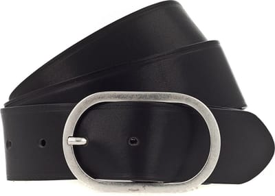 b.belt Leren Riem Lorena Silver Belt W75 Schwarz Zwart