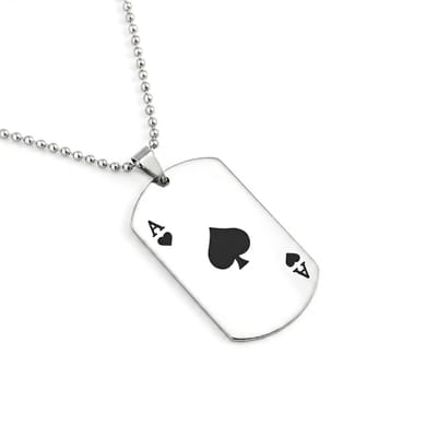 Zilverkleurige ketting met schoppenaas hanger voor heren – speelkaart design – fantasy stijl – ballchain ketting