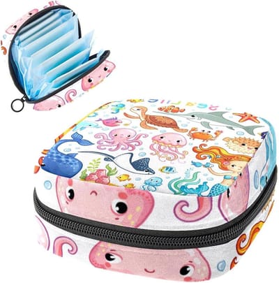 Maandverband Opbergtas - Draagbaar Pouch - Hygiëne Onderweg - Zacht Duurzaam Materiaal - 17x17x12 cm - Meerkleurig