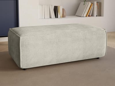 Vente-unique Poef van beige ribfluweel AMELIA