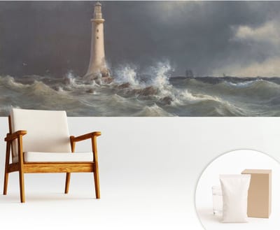 Wallfluent Behang - Zeestormen Vliesbehang - 250x104 cm - Grijs Behang - Voor liefhebbers van plantkunde en bloemschikken - Behang Voor de slaapkamer, woonkamer en badkamer - Wanddecoratie Landschappen