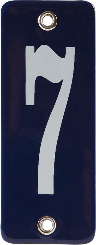 Emaille koppelbaar huisnummer blauw nr. 7