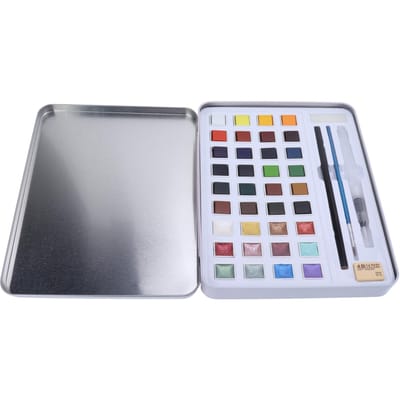 Aquarelverf Set 36 Kleuren Metallic Wateroplosbaar Gezond Geurloos DIY Maken IJzeren Doos Kleurset voor Kunst Dagboek gray