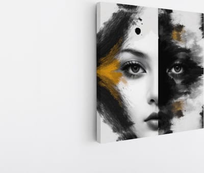 Saammp Canvas Schilderij - Vrouw - 2 gezichten - abstract - 20x20 - Foto op canvas - Wanddecoratie - Muurdecoratie Woonkamer - Slaapkamer decoratie - Canvas Print