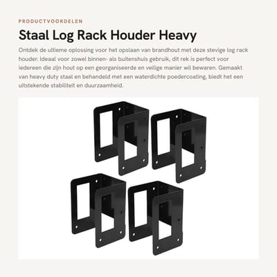 Dailygoods- Log Rack Heavy Duty Staal - Houtrek Buiten - Antiroest - Waterdicht - Voorgeboord - Stabiliteit en Sterkte