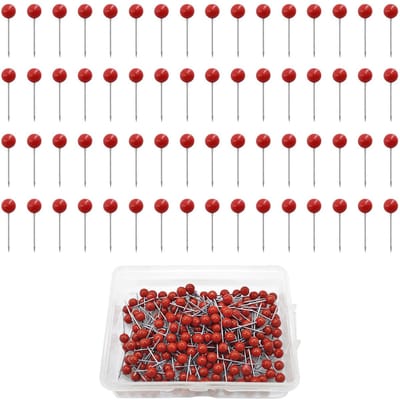 Dailygoods- Prikbordspelden 600 stuks - Plastic Tekenpinnen - Kaartspelden - Duimspijkers - Opbergdoos - 15x4 mm Rood
