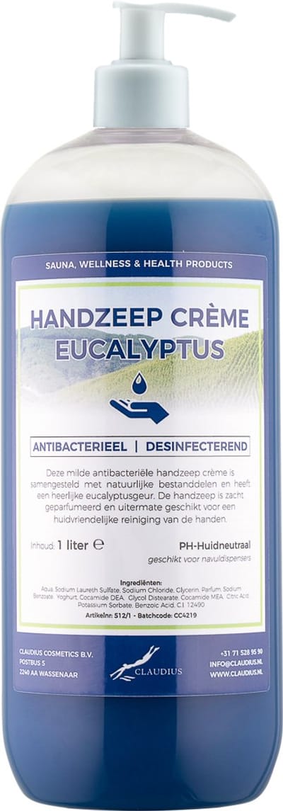 Handzeep Crème Eucalyptus 1 liter - met gratis pomp