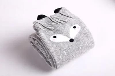 WiseGoods Premium Kniekousen Meisjes 6-12 Jaar - Katoen - Lange Sokken Met Dierenprint - Comfortabel En Ademend 1 Paar - Grijs