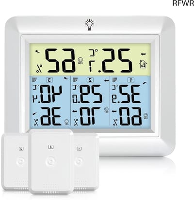 RFWR® Draadloze thermometer met 3 buitensensoren en groot LCD-display