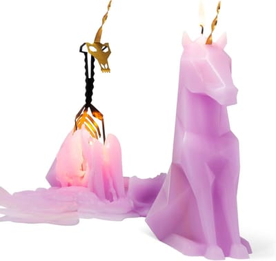 Unicorno Kaars - Eenhoorn Kaars Decoratieve Kaars - Interieur Decoratie - Met Gedroogde Bloemen - 15 cm - Rosé
