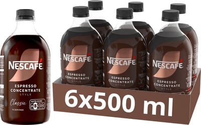 Nescafé Espresso Concentrate Style Classic 6×500 ml – Koffieconcentraat - Liquid Concentrate - Concentraat voor Ijskoffie - 16 Porties