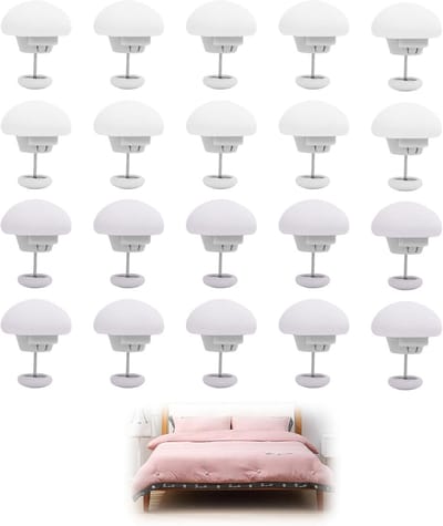 SnelShoppen - Duvet Holder 20 Stuks Duvet Clips, Rond Paddestoel Bevestigingsclip met Knop, Voor Dekbedden, Lakens en Gordijnen, Inclusief Opbergdoos