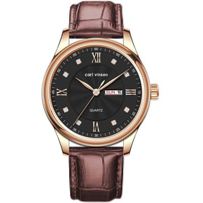 Horloge Kwarts Horloge Dubbele Kalender Casual Band Zakelijk Horloge Waterdicht Koppel Horloge black