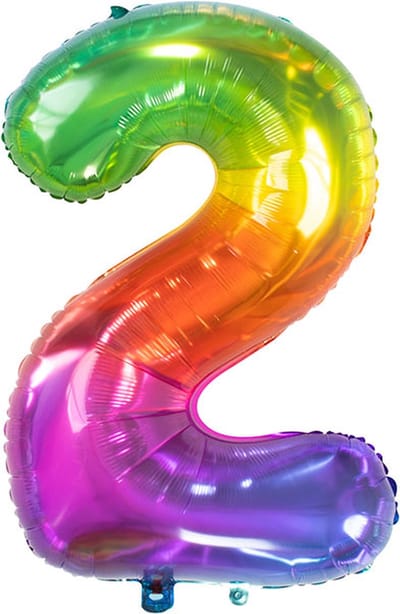 Folat - Folieballon Cijfer 2 Yummy Gummy Rainbow - 86 cm