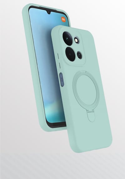 Hoesje Geschikt voor Xiaomi Redmi 15C hoesje zacht siliconen Mint Groen - Liquid Backcover ring hoesje Geschikt voor Magsafe