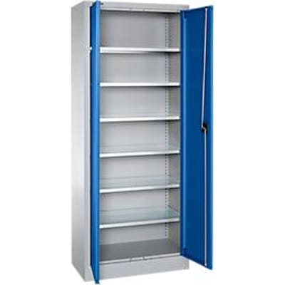 Schäfer Shop Select Materiaalkast MSI 2409, staal, 6 legborden, B 950 x D 400 x H 1935 mm, wit aluminium/enzian blue