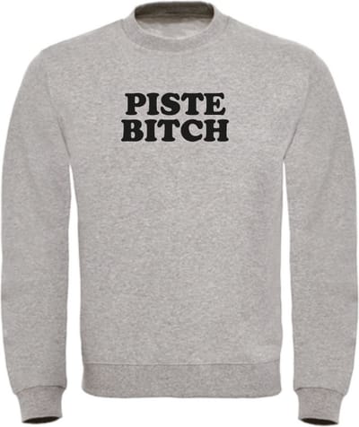 Piste Bitch wintersport sweater grijs S - soBAD. | Foute apres ski outfit | kleding | wintersporttruien | wintersport dames en heren