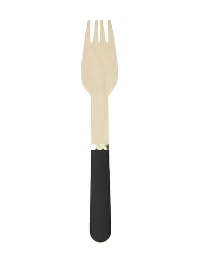 PARTYPRO - 8 Kleine zwarte houten vorken 15 cm