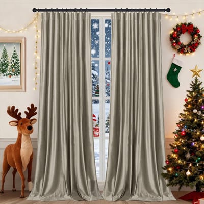 MUPOO Kant en Klaar Velours Gordijnen – 2 Stuks Superzacht & Verduisterend – Thermisch Isolerend, Zonwerend & Kant en Klaar Gordijn – Perfect voor Woonkamer en Slaapkamer – Grijsbruin 132×213 cm