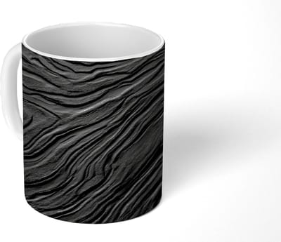 Mok - Koffiemok - Zwart - Abstract - Hout - Mokken - 350 ML - Beker - Koffiemokken - Theemok