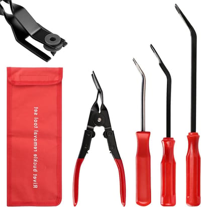 Tangenset Deurpaneel - Kunststof Klinknageltang - Auto Onderhoud - Ergonomische Handgreep - 4 Delig - Rood