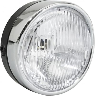 ronde koplamp Ø140mm guia zwart metaal met chromen kap voor bromfiets mbk 51