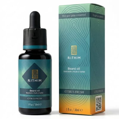 Rithim® Baardolie Citrus Fresh 30 ml – Baardverzorging | Frisse citrusgeur | Ultralichte hydratatie | Vitamine-C boost met o.a. sinaasappel-, grapefruit- & citroenpitolie