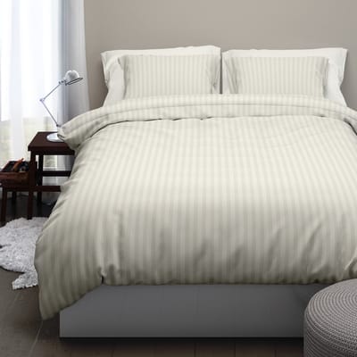 Satin d'Or Dekbedovertrek Satijn Satijnstreep Ivoor - 140 x 200/220 cm + 1 kussensloop - [Ivoor]