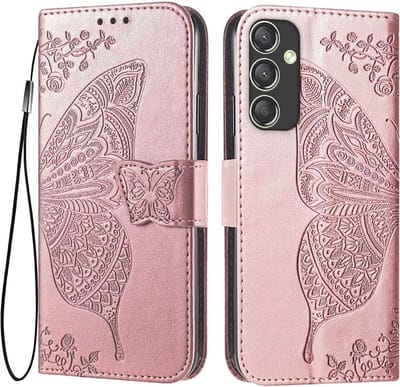 Geschikt voor Samsung Galaxy A35 5G - Magnetisch - 3 kaartsleuven - Portemonnee Book Case Hoesje - Roze