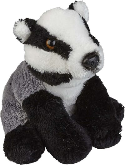 Ravensden Pluche knuffel dier Das - 15 cm - zwart/grijs - Bosdieren Dassen - Kinder cadeau