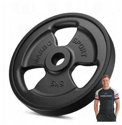 Marbo Sport - Halterschijf - Weight Plate gecoat - 5 kg - Gietijzer - Boring 31 mm - Voor krachttraining en thuisgym en Home Gym - Zwart
