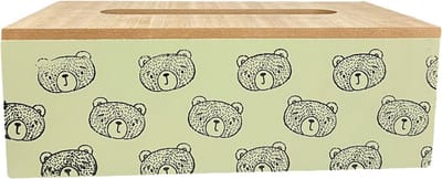 Tissuebox BEERTJE - Vintage Groen / Bamboo - Hout - 25 x 14 x 9 cm - FSC®-gecertificeerd hout