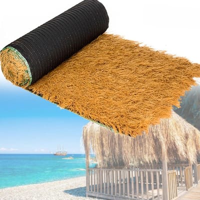 Kunstmatige rieten dakbedekking - Synthetisch stro - Tuindecoratie aanleggen - Weerbestendig materiaal - 1 meter breed - Natuurlijk bruin