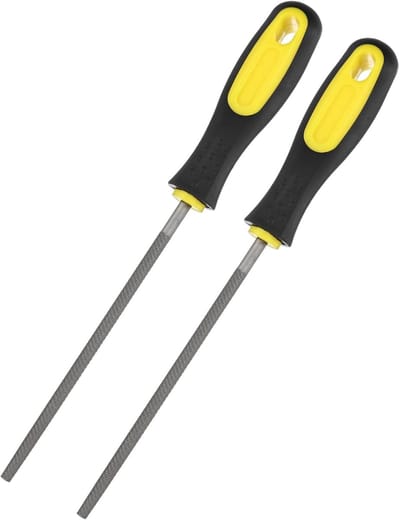 2-Pack Ronde Metalen Vijl 15.5cm - Hoogwaardig Staal Vijl - Diamant Vijl Handvijl met PVC Grip Handvat voor Hout/Metaal/Ceramiek/Glas/Steen/Sieraden/Tegel/Model/DIY/Slijpen