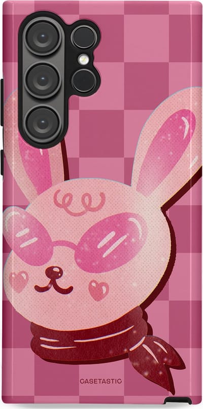 Casetastic Hoesje Geschikt voor Samsung S23 Ultra - Stijlvolle Beschermende Duo-layer Case - Luxe konijntje