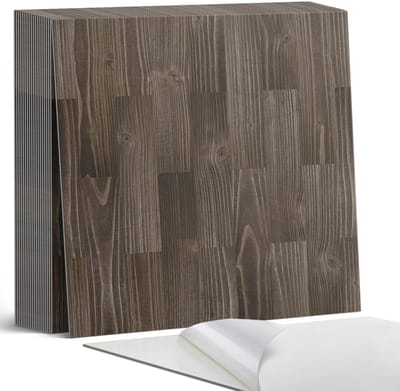 Coloray Plaktegels - Houten plankpatroon Zelfklevende Tegels - 20 cm x 20 cm - Zwart Plaktegels - 20 stuks - Vierkant PVC Tegels - Plaktegels Badkamer - Plaktegels Vloer - Vinyl Tegels - Wandtegel Zelfklevend