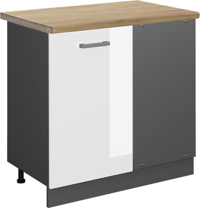 Vicco R-Line Hoekkast – 86 cm, WB Eik Wit Hoogglans