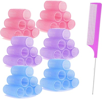 36 Stuks Zelfklevende Haarkrulspelden Medium (2cm) - Warmteloze Haarrollers met Kam voor Krullen en Volume