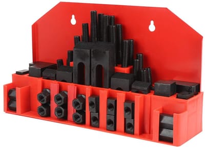 T-sleuf klemset - Werkplaatspanners - Metaalbewerking - 58 Delige Kit - M10 Bouten - Zwart