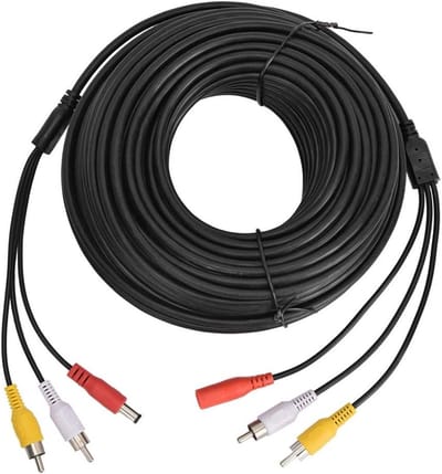 Verlengkabel Camera - Voedingkabel Beveiliging - Camera Beveiliging - Gecombineerde Voeding Video - 20 meter - Zwart
