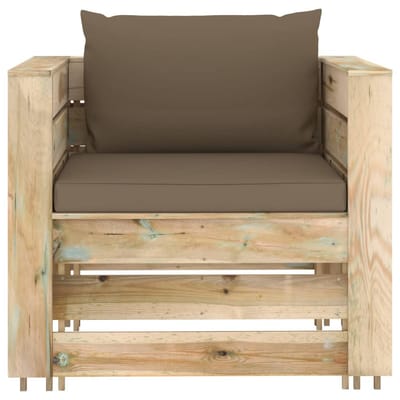vidaXL - 2-delige - Loungeset - met - kussens - groen - geïmpregneerd - hout