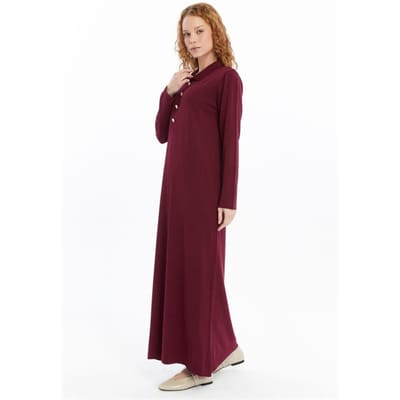 Dames Overhemd Kraag Detailed Half stolp Thin Seasonal Cold Yarn Gebreide kleding Jurk Bourgondisch