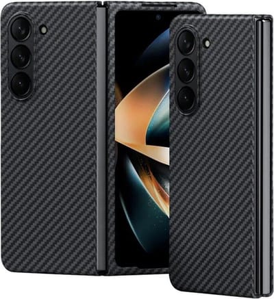 Hoesje Geschikt voor Samsung Galaxy Z Fold 6 backcover fiber carbon- Zwart- Arara