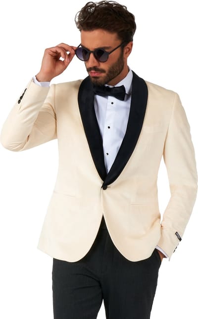 OppoSuits Deluxe Dinner Jacket - Ivory Champagne - Heren Blazer - Kerst, Bruiloften en Meer - White - Maat: EU 48