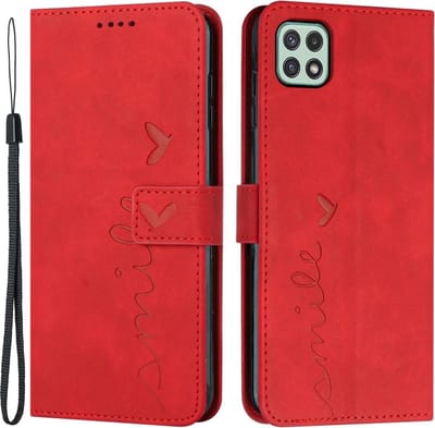 Coverup Hoesje - Geschikt voor Samsung Galaxy A22 5G Hoesje - Coverup Smile Book Case - Rood