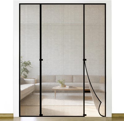 Dailygoods- Vliegenscherm 140 x 222 cm - Insectbescherming - Magnetisch Vliegengordijn - Drie-delig Ontwerp - Geschikt voor Balkon- en Terrasdeuren - Eenvoudige Installatie zonder Boren - Insectenscherm