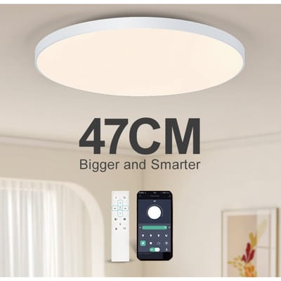 MARPOU Slimme Plafondlamp LED-lamp voor Slaapkamer Grote Plafondlampen LED-verlichting met Afstandsbediening Dimbare LED-verlichting voor de Kamer