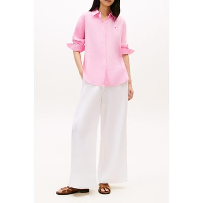 relaxed fit blouse met lange mouwen van puur linnen